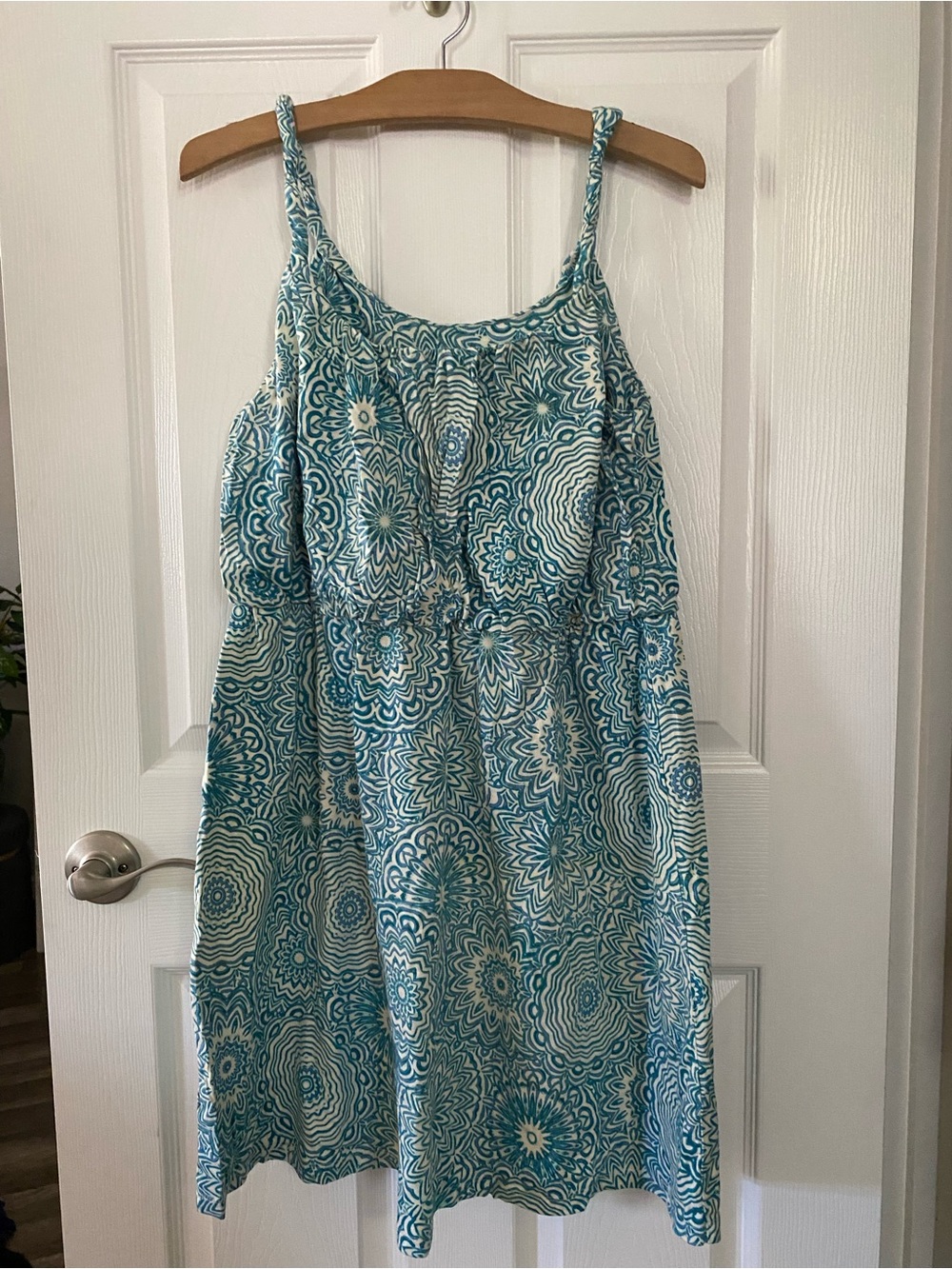 Loft Blue and Beige Twisted Strap Summer Dress